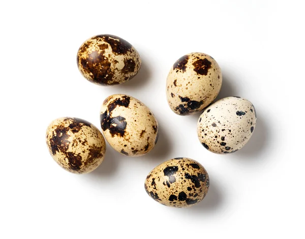 Lot Quail Eggs Placed White Background View — Zdjęcie stockowe