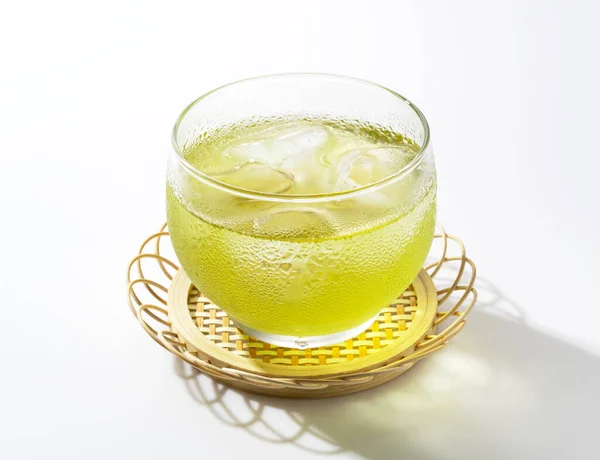 Cold Japanese Green Tea Set White Background — 스톡 사진
