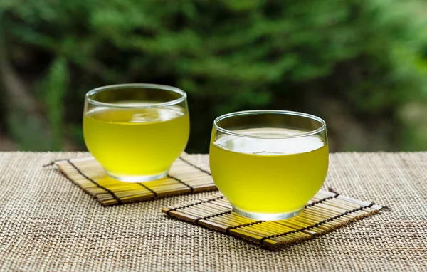 Cold Japanese Green Tea Placed You Can See Garden Japanese — Photo