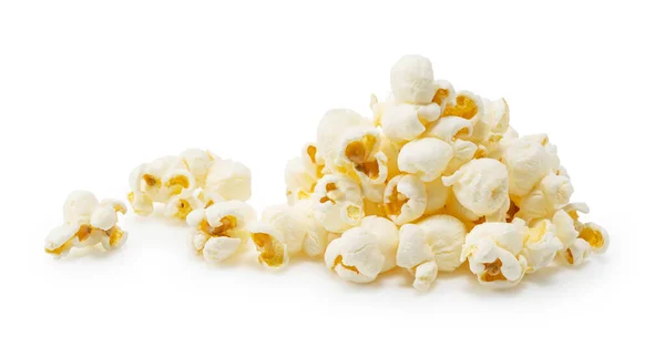 Hromádky Popcornu Umístěné Bílém Pozadí — Stock fotografie