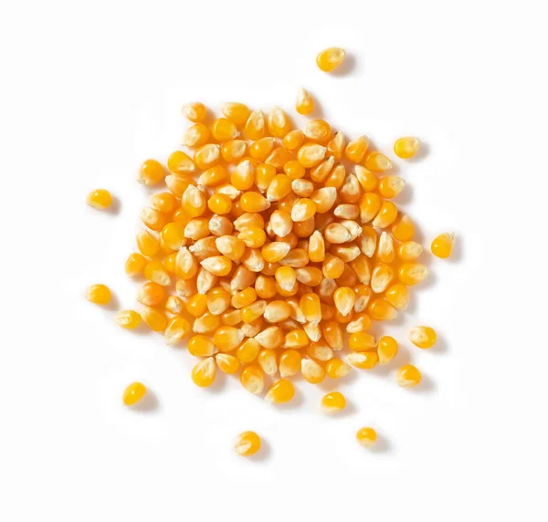 Getrocknete Maiskörner Auf Weißem Hintergrund Mais Für Popcorn Blick Von — Stockfoto