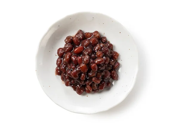 Boiled Azuki Beans Dish Placed White Background View — Stock Photo, Image