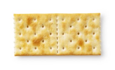 Beyaz arka plana kraker yerleştirilmiş. Yukarıdan bakıldığında.