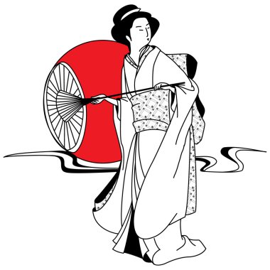 geleneksel Japon geyşa vektör