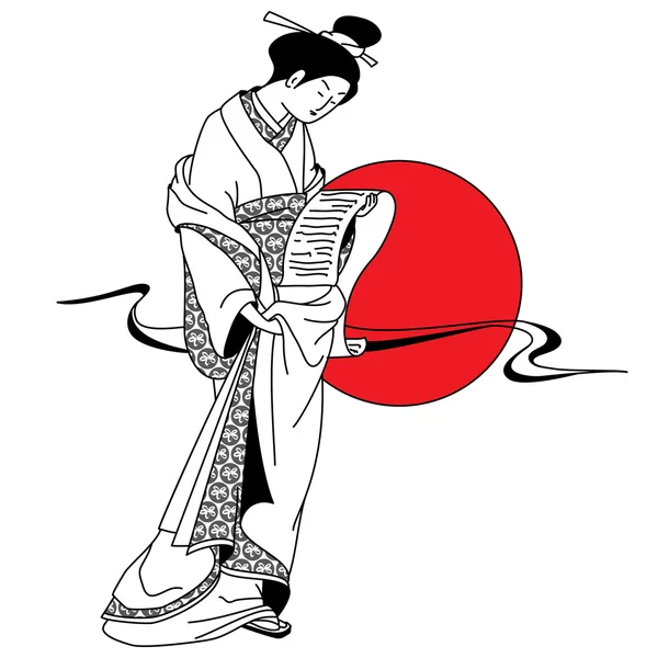 Vector de Geisha tradicional japonesa — Archivo Imágenes Vectoriales