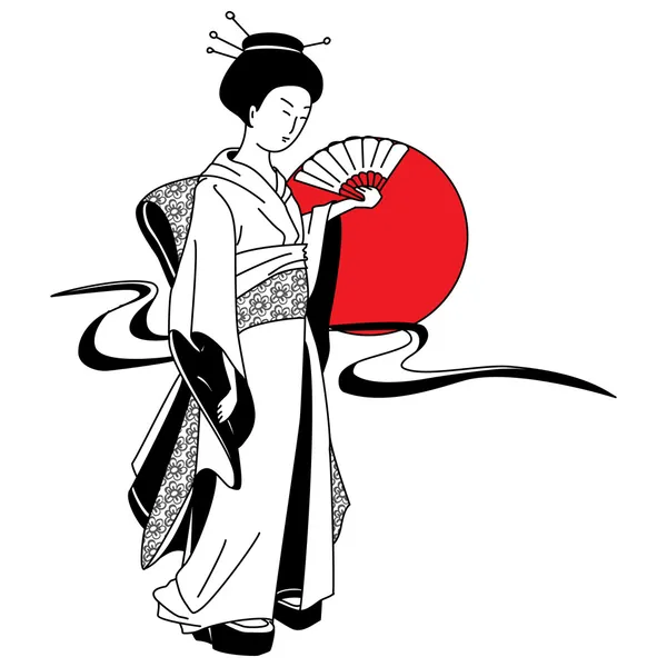 Vector de Geisha tradicional japonesa — Archivo Imágenes Vectoriales