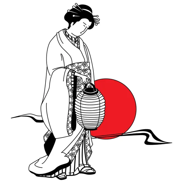 Vector de Geisha tradicional japonesa — Archivo Imágenes Vectoriales