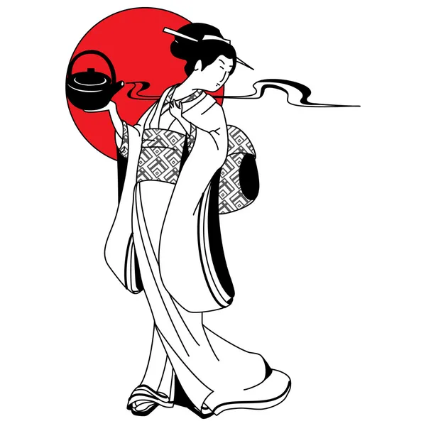 Vector de Geisha tradicional japonesa — Archivo Imágenes Vectoriales