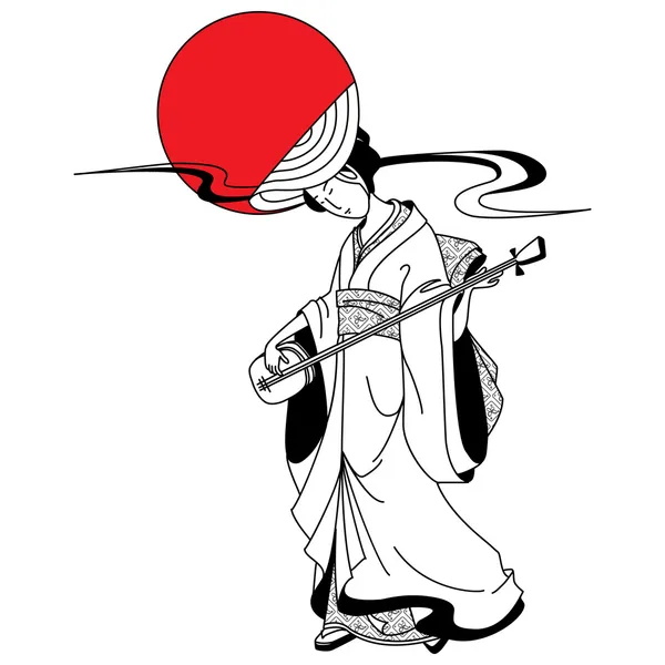 Vector de Geisha tradicional japonesa — Archivo Imágenes Vectoriales