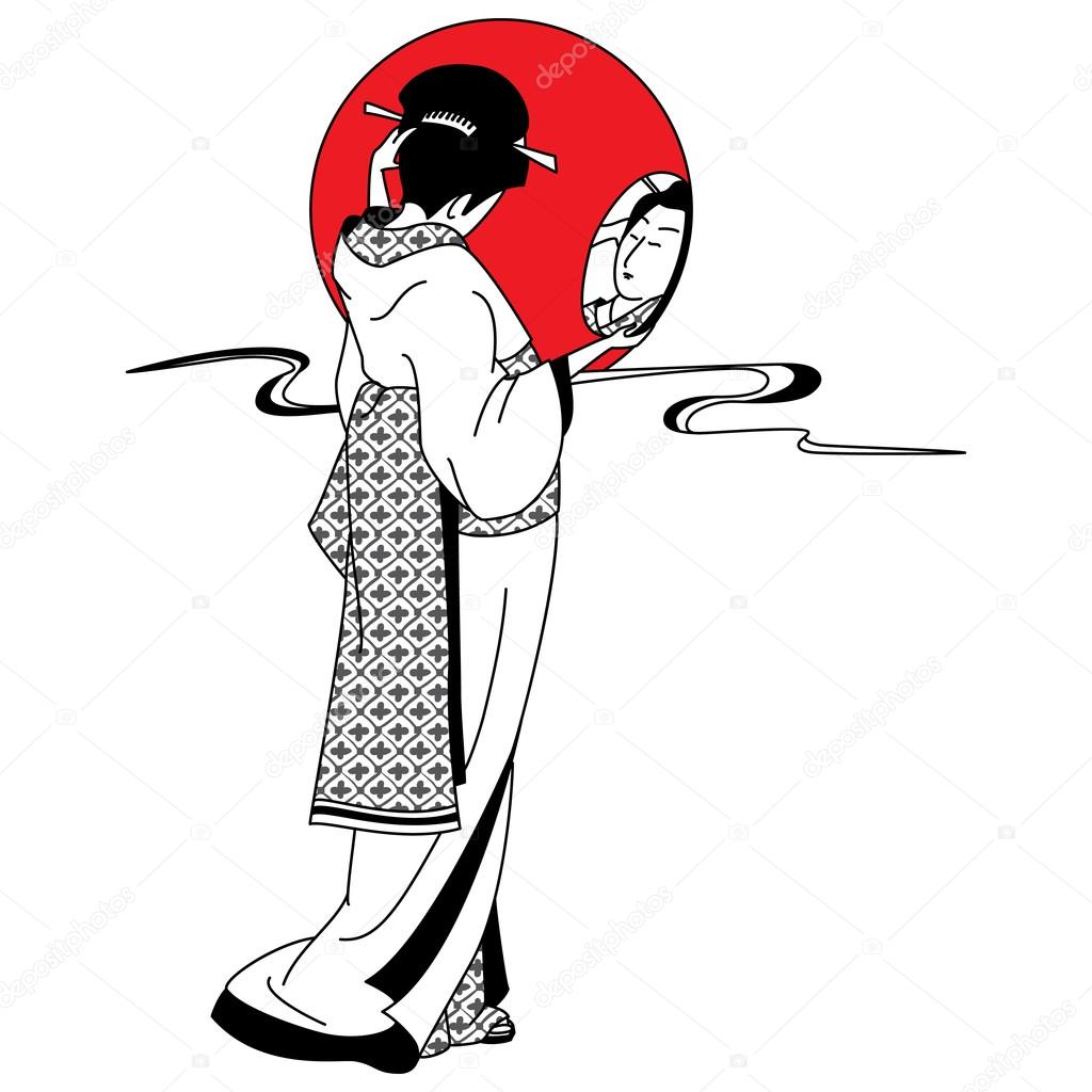 Vector of traditional Japanese Geisha