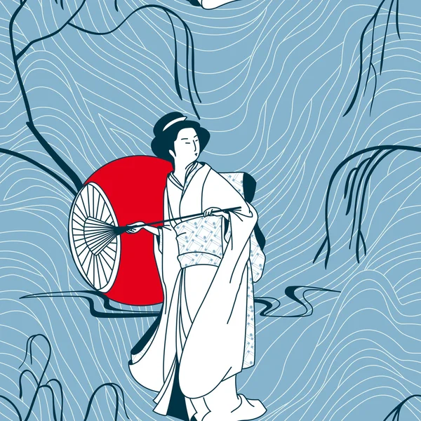 Vector de fondo con una chica japón — Vector de stock