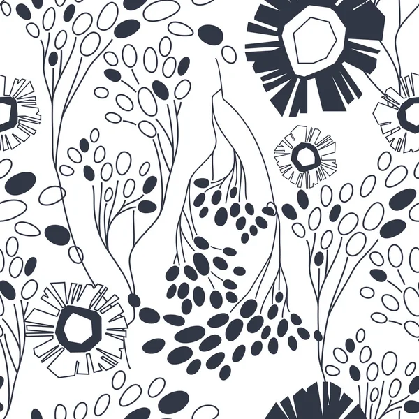 Vintage motif floral sans couture avec des fleurs dessinées à la main — Image vectorielle