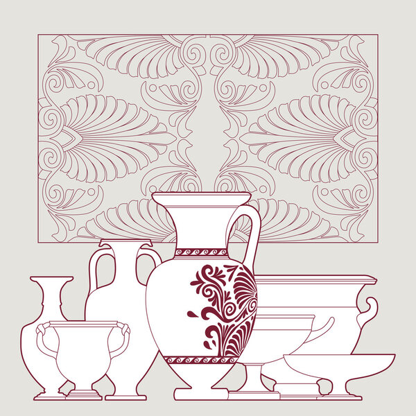 Ceramic Ethnic national Greek style seamless pattern