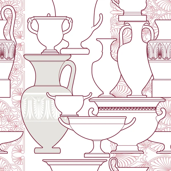 Ceramic Ethnic national Greek style seamless pattern — Stock Vector