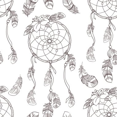 Dikişsiz etnik süslü dreamcatcher desen