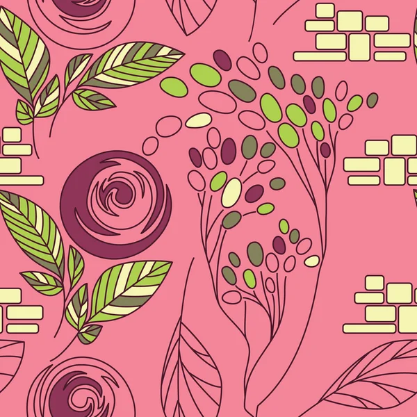 Hermoso patrón floral sin costuras — Vector de stock