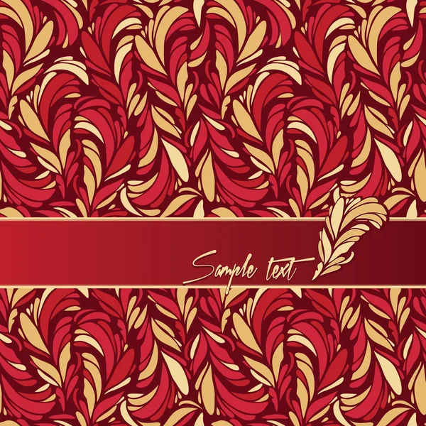 Composición de fondo rojo con textura de plumas — Vector de stock