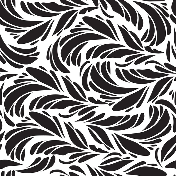 Patrón de plumas de pavo real negro garabato sin costuras . — Archivo Imágenes Vectoriales