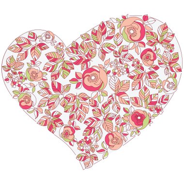 çiçek tarzı arka planda izole Sevgililer günü kalp