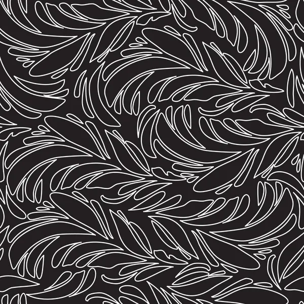 Sömlös doodle svart peacock feathers mönster. — Stock vektor