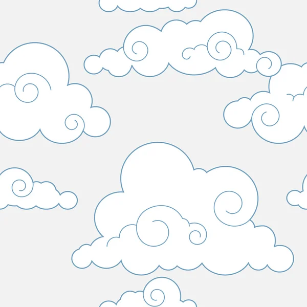 Modèle de nuages stylisés sans couture — Image vectorielle