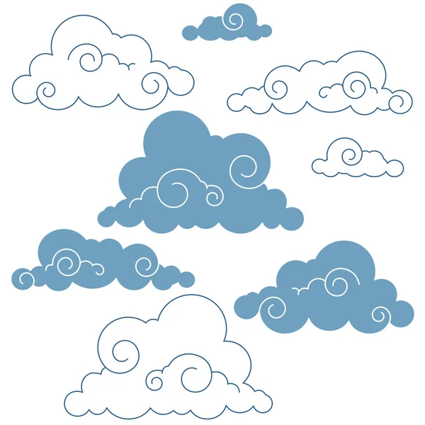 Colección de nubes vectoriales — Vector de stock