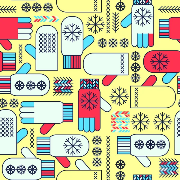 Vinter vantar snöflinga seamless mönster — Stock vektor