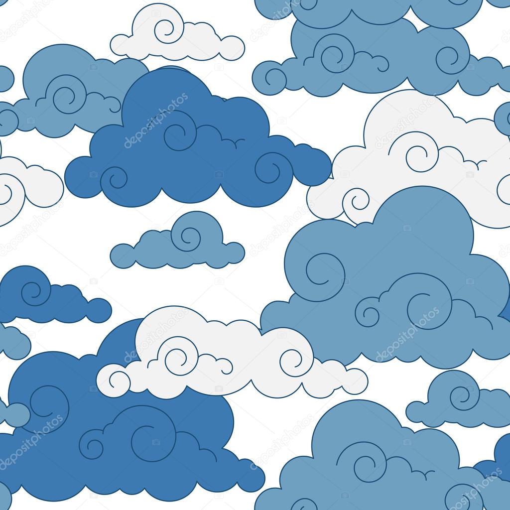 vintage cloud Chinese seamless pattern