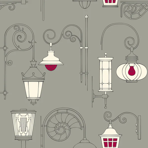 Lanterne de rue motif sans couture — Image vectorielle