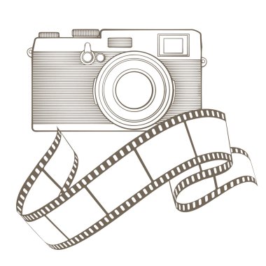 Vintage fotoğraf makinesi ile skeç