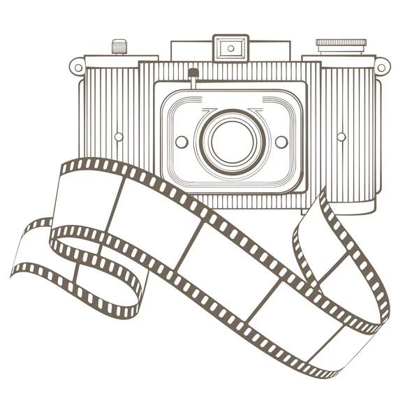 Câmera fotográfica vintage com vinheta — Vetor de Stock