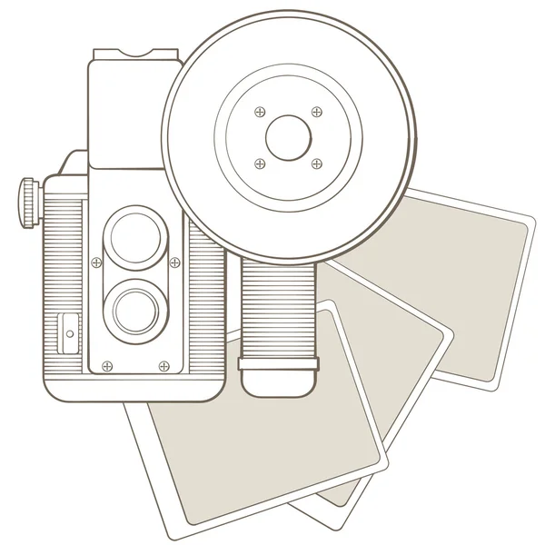 Fotocamera vintage con vignetta — Vettoriale Stock