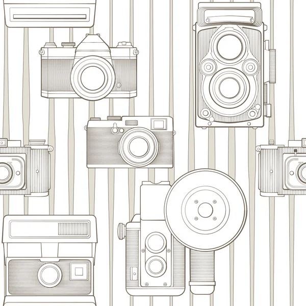 Vintage seamless modeli ile fotoğraf makinesi — Stok Vektör