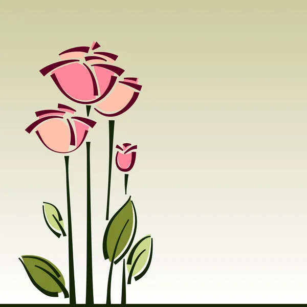Stilisierte Rosen Blumenwagen, Vektor Hintergrund für Design — Stockvektor