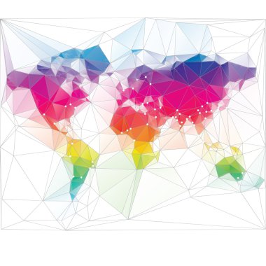colored world map triangle design clipart