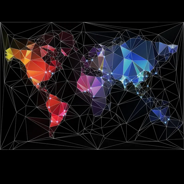 Mapa Mundial da Noite com as maiores cidades do mundo — Vetor de Stock