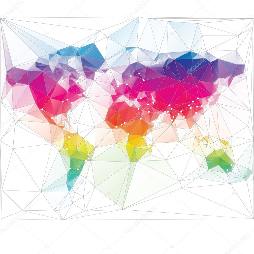 colored world map triangle design