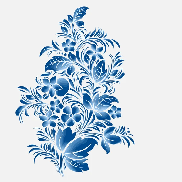 Blue flower ornament, gzhel russian style — Stock Vector