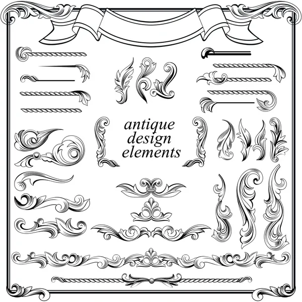 Kalligrafische Gestaltungselemente, Set zur Seitendekoration — Stockvektor