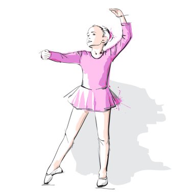 Balerin kız pembe elbise ve pointe