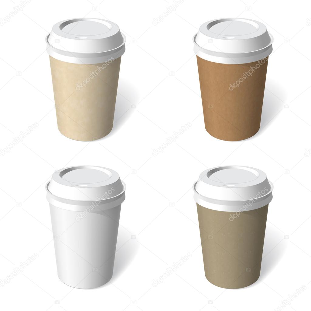 Paper cup blank template vector set
