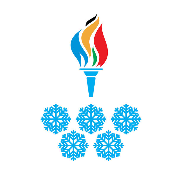 Olympic symbols torch and rings vector