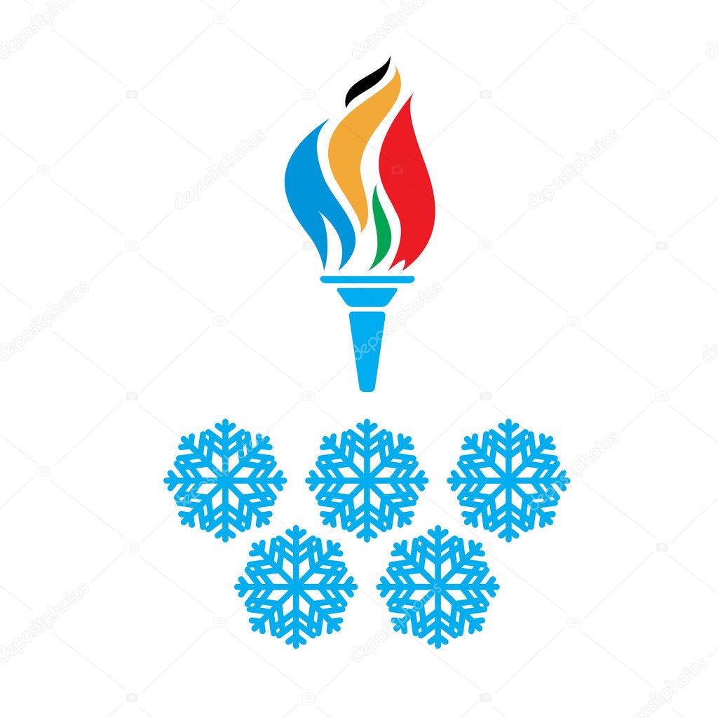 Olympic symbols torch and rings vector