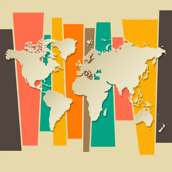 Vector Mapa do mundo papel 3D retro fundo Vetores De Bancos De Imagens