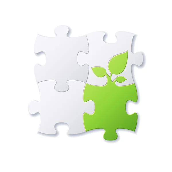 Puzzels en groene blad vector — Stockvector