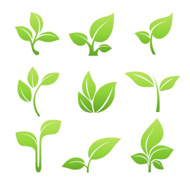 Green sprout symbol vector icon set clipart
