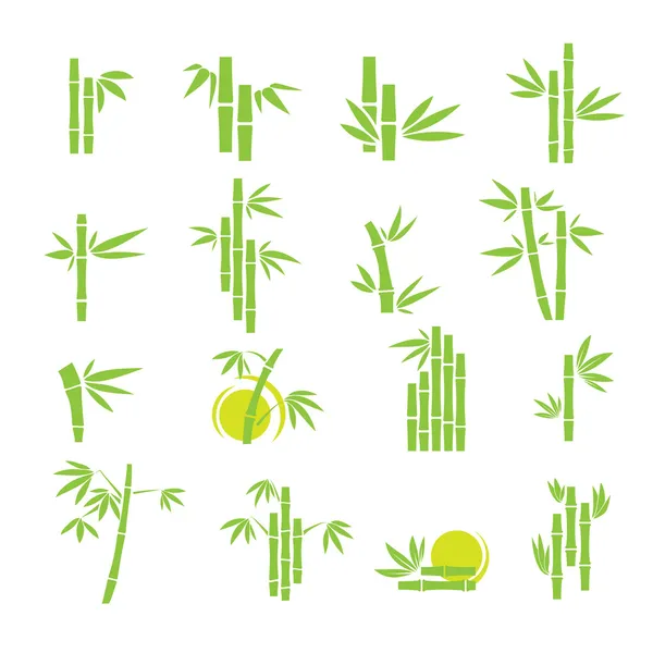 Ensemble d'icônes de symboles vectoriels en bambou — Image vectorielle