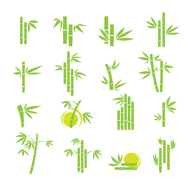 Bamboo vector symbol icons set