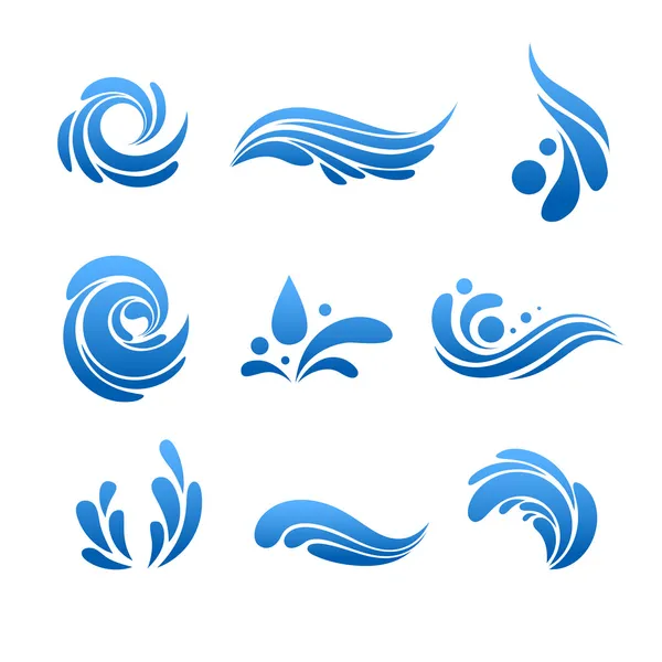 Gota de agua y salpicadura icono vector conjunto — Vector de stock