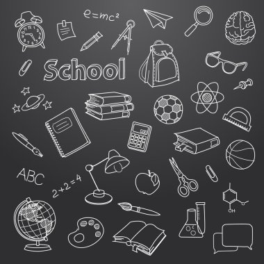 okul doodle blackboard vektör arka plan üzerinde
